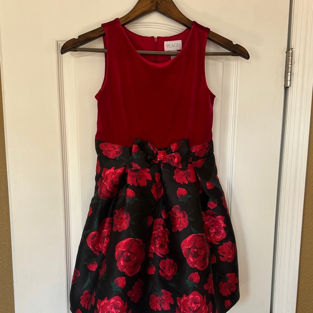 Place Red and Black Floral Kids Dress